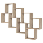 ZNTS FMD Wall-Mounted Shelf with 11 Compartments Oak 428746