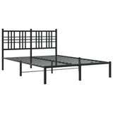 Metal Bed Frame without Mattress with Headboard Black 140x200cm 376325