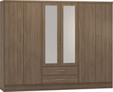 ZNTS Nevada 6 Door 2 Drawer Mirrored Wardrobe 100-101-120