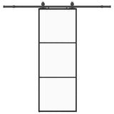 Sliding Door with Hardware Set Black 76x205 cm ESG Glass 3375921