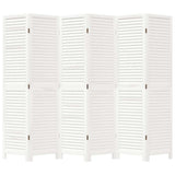 Room Divider 6 Panels White Solid Wood Paulownia 358842