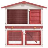 170839 Outdoor Rabbit Hutch 3 Doors Red Wood