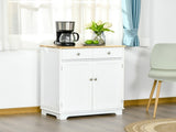 Kitchen Floor Cabinet Side Storage Cupboard Multi-use Sideboard Table with Solid Wood Top, T3398P329819
