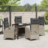 Garden Dining Set with Cushion 5 pcs Light Grey Poly Rattan 3380521