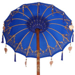 Parasol with Base Blue, Brown 250 cm Cotton, Wood 3356911