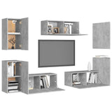 7 Piece TV Cabinet Set Concrete Grey Engineered Wood 3079092