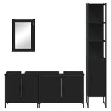 4 Piece Bathroom Furniture Set Black Engineered Wood 3214810