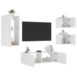 4 Piece TV Wall Cabinets with LED Lights White 3216881