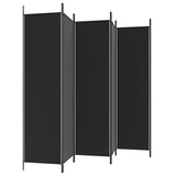 6-Panel Room Divider Black 300x200 cm Fabric 350193