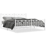 Metal Bed Frame without Mattress with Footboard White 183x213cm 376200