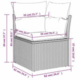 Garden Sofa with Cushion Grey 62 x 62 x 69 cm Poly Rattan 366148