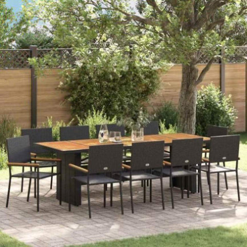 Garden Dining Set 11 pcs Black Poly rattan 3365422