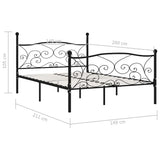 Bed Frame without Mattress with Slatted Base Black Metal 140x200 cm 284457