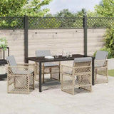 Garden Dining Set 5 pcs Beige Poly Rattan 3380643