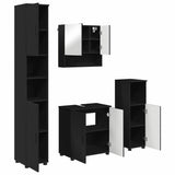 Bathroom Furniture Set 4 pcs Black Engineered wood & Metal 3392964