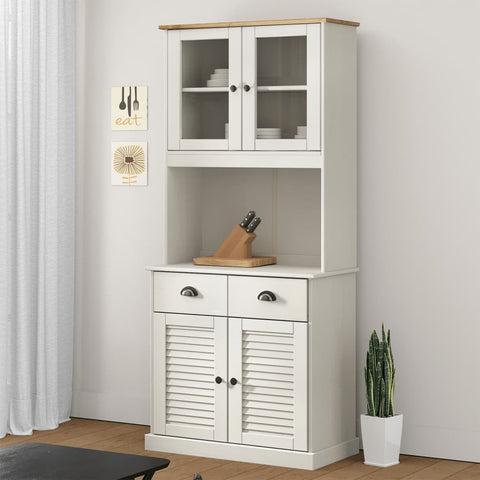 Highboard VIGO White 78x40x175 cm Solid Wood Pine 3188302