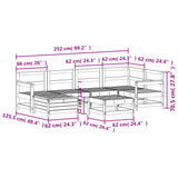 7 Piece Garden Sofa Set White Solid Wood Pine 3250941