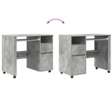 Desk with Wheels Concrete Grey 91 x 50 x 77 cm Engineered Wood 869533