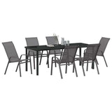 Garden Dining Set 7 pcs Grey and Black Powder-coated Steel 3379126