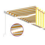 ZNTS Manual Retractable Awning with Blind&LED 6x3m Yellow&White 3069363