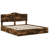 Storage Bed with Drawer Smoked Oak 180 x 200 cm Engineered Wood 3413482