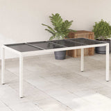 Garden Table with Glass Top White 190x90x75 cm Poly Rattan 368129