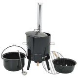 Goulash Cannon with Chimney and Lid Black Enamelled Steel 4005749