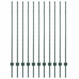 Embedded Fence Post 11 pcs Green 180 cm Powder-Coated Steel 42006269