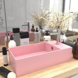 Bathroom Sink with Overflow Ceramic Matt Pink 146988