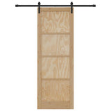 Sliding Door Natural and Black 83 x 232 cm Solid Pine Wood 3333172