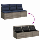 Garden Sofa with Cushion 7 pcs Grey and beige Poly rattan 366166