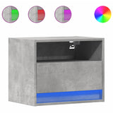 ZNTS Wall-mounted Bedside Cabinet with LED Lights Concrete Grey 852067