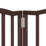 Dog Gate with Door Foldable 6 Panels Brown Oak 300 cm Poplar Wood 352229
