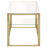 ZNTS Coffee Table Gold Stainless Steel and Tempered Glass 350018