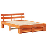 Bed Frame with Headboard Wax Brown 160 x 200 cm Solid Pine Wood 872478