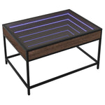 ZNTS Coffee Table with Infinity LED Brown Oak 70x50x41 cm 847686