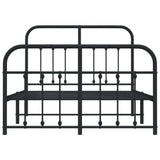 Bed Frame Black Powder-Coated Steel Small Double Bed Frame 352593