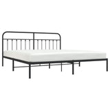 Bed Frame Black Powder-Coated Steel Double Industrial Bed Frame 352585