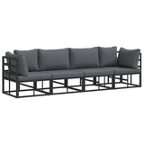 Garden Sofa Set with Cushion Black Aluminium 3378842