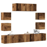 7 Piece TV Cabinet Set Wall-mounted Old Wood Engineered Wood 3329015