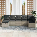 Sofa Set with Cushion with Storage 7 pcs Light Grey Poly Rattan 3359201
