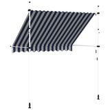 43221 Manual Retractable Awning 250 cm Blue and White Stripes