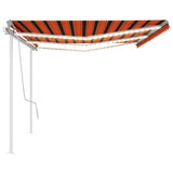 ZNTS Manual Retractable Awning with LED 6x3.5 m Orange and Brown 3070085