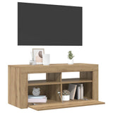 TV Cabinet with LED Lights Artisan Oak 90x35x40 cm Engineered Wood 856322