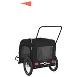 ZNTS Pet Bike Trailer Black Oxford Fabric and Iron 93863