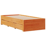 Bed Frame without Mattress with Drawers Wax Brown 100x200 cm Solid Wood Pine 3308812