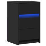 ZNTS Bedside Cabinet with LED Lights Black Engineered Wood 852013