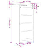 Sliding Door 93 x 211 cm Engineered Wood White and Black 3449894