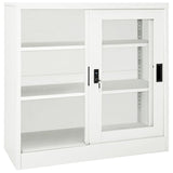 Sliding Door Cabinet White 90x40x90 cm Steel 335954