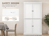 Freestanding Kitchen Cupboard with 4 Doors, Storage Cabinet with 6-Tier Shelving and 4 Adjustable T3398P378042
